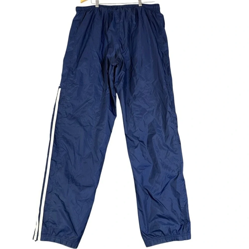 Adidas Navy Blue Three Stripe Windbreaker Track Pants Mens XL Embroidered Logo